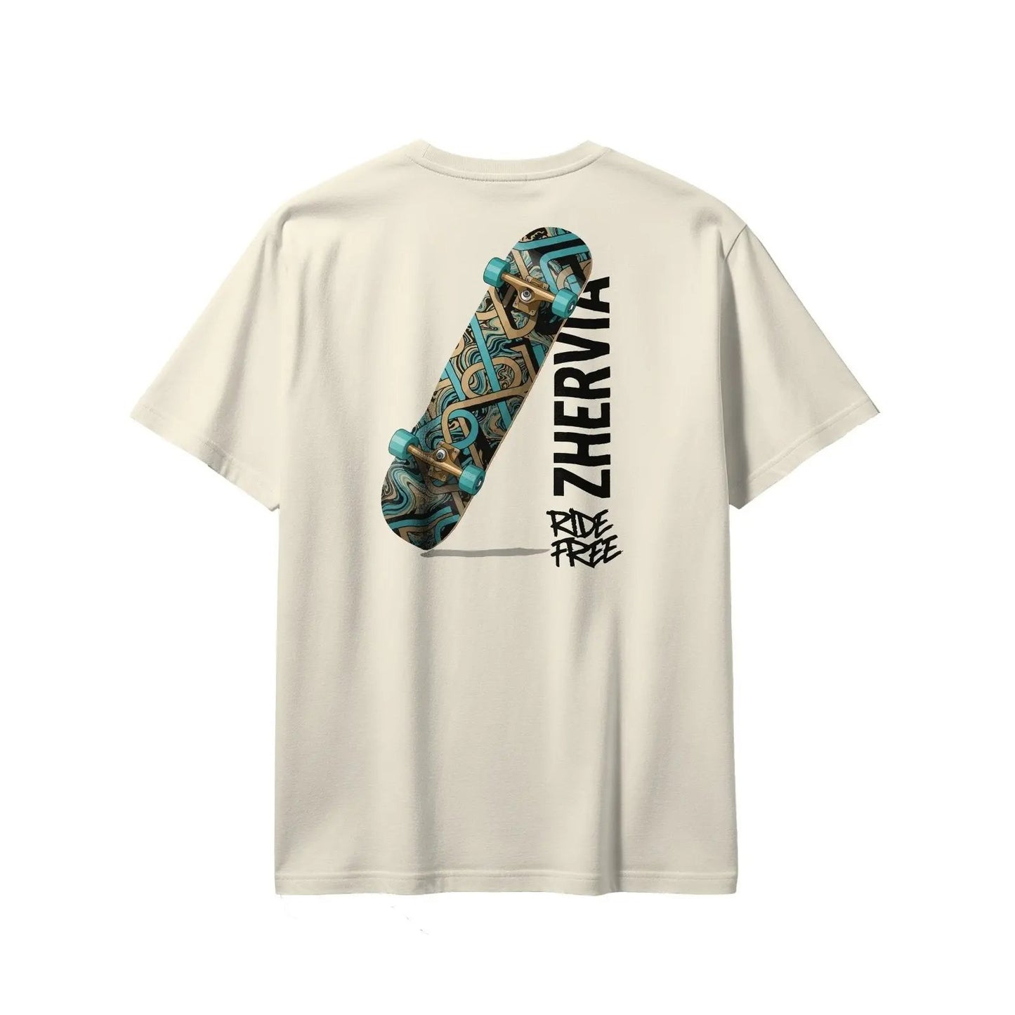 Zhervia Ride Free Skateboard Graphic Oversized T-Shirt – Streetwear Skate Style - ZHERVIA