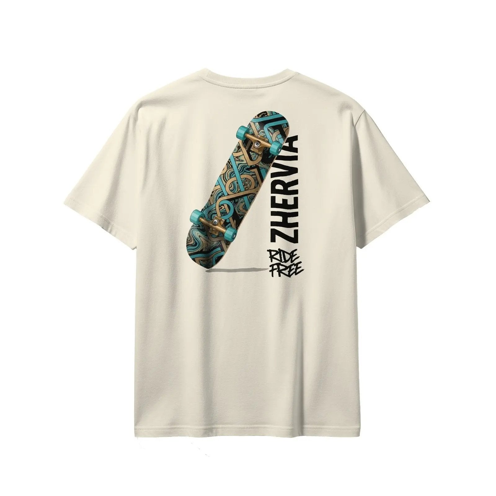 Zhervia Ride Free Skateboard Graphic Oversized T-Shirt – Streetwear Skate Style - ZHERVIA