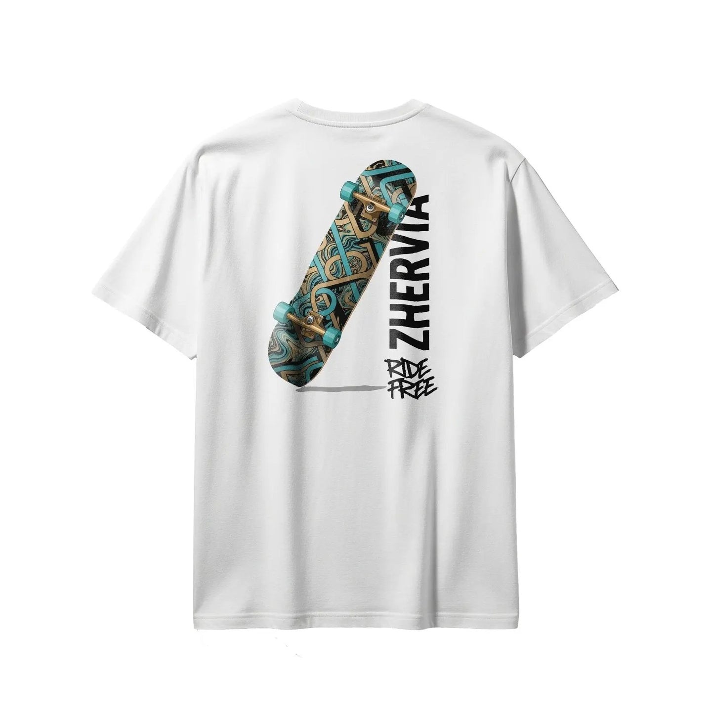 Zhervia Ride Free Skateboard Graphic Oversized T-Shirt – Streetwear Skate Style - ZHERVIA