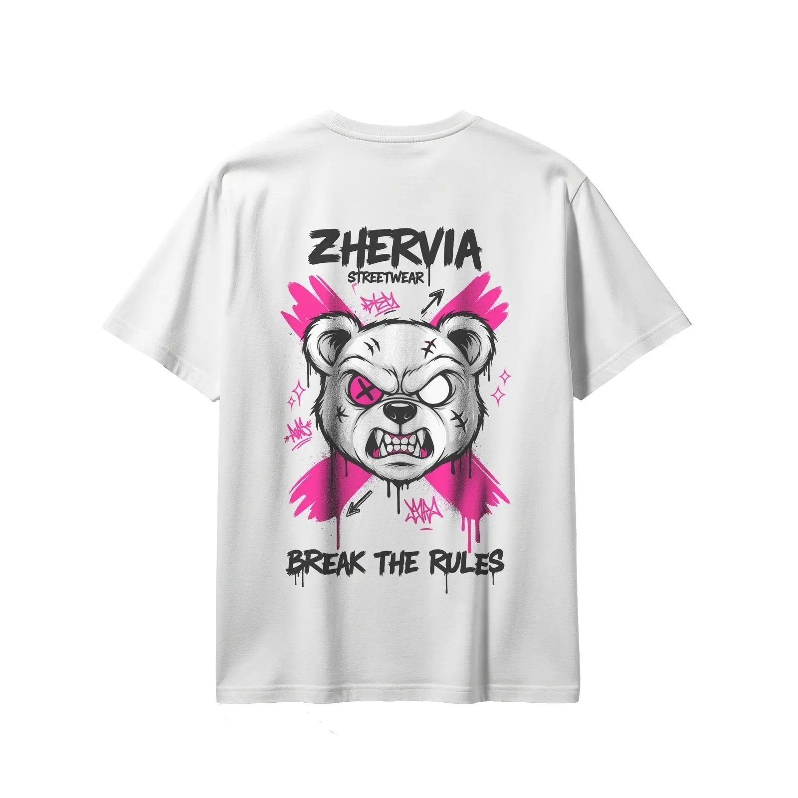 ZHERVIA Women’s Oversized Streetwear Graphic Tee – Angry Bear Print Casual T-Shirt - ZHERVIA